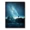 Designart - A Man Shining A Light Into The Night Sky - Modern Canvas Wall Art Print